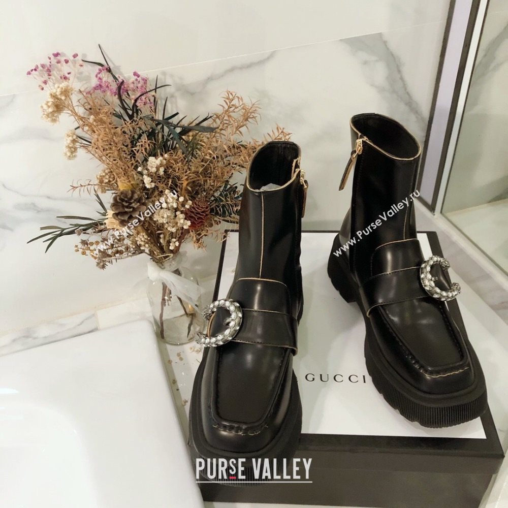 Gucci Dionysus Shiny Calfskin Short Boots Black 2020 (MD-20120135)