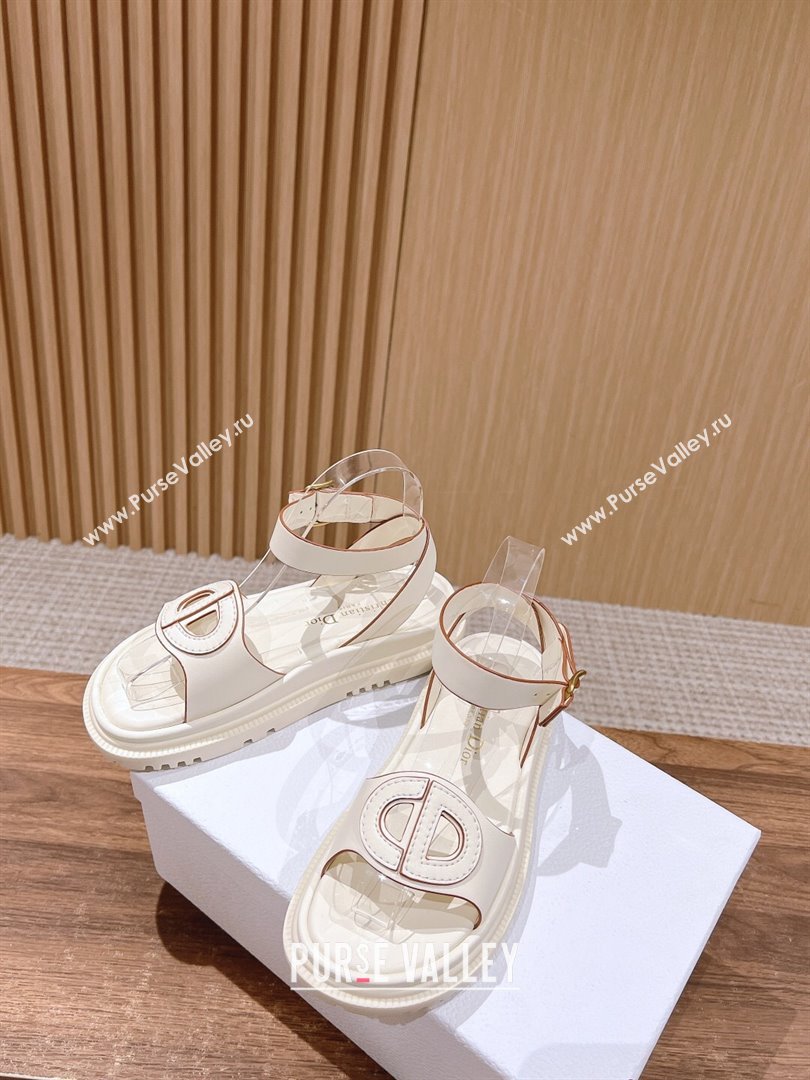 Dior 30 Montaigne CD Calfskin Sandals White/Brown 2024 (KL-24052317)