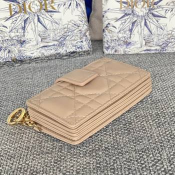 Dior Lady 5-Gusset Card Holder Wallet in Cannage Lambskin Beige 2024 (XXG-24020201)