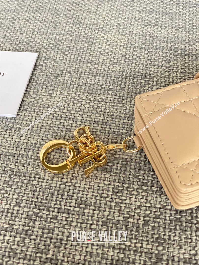 Dior Lady 5-Gusset Card Holder Wallet in Cannage Lambskin Beige 2024 (XXG-24020201)