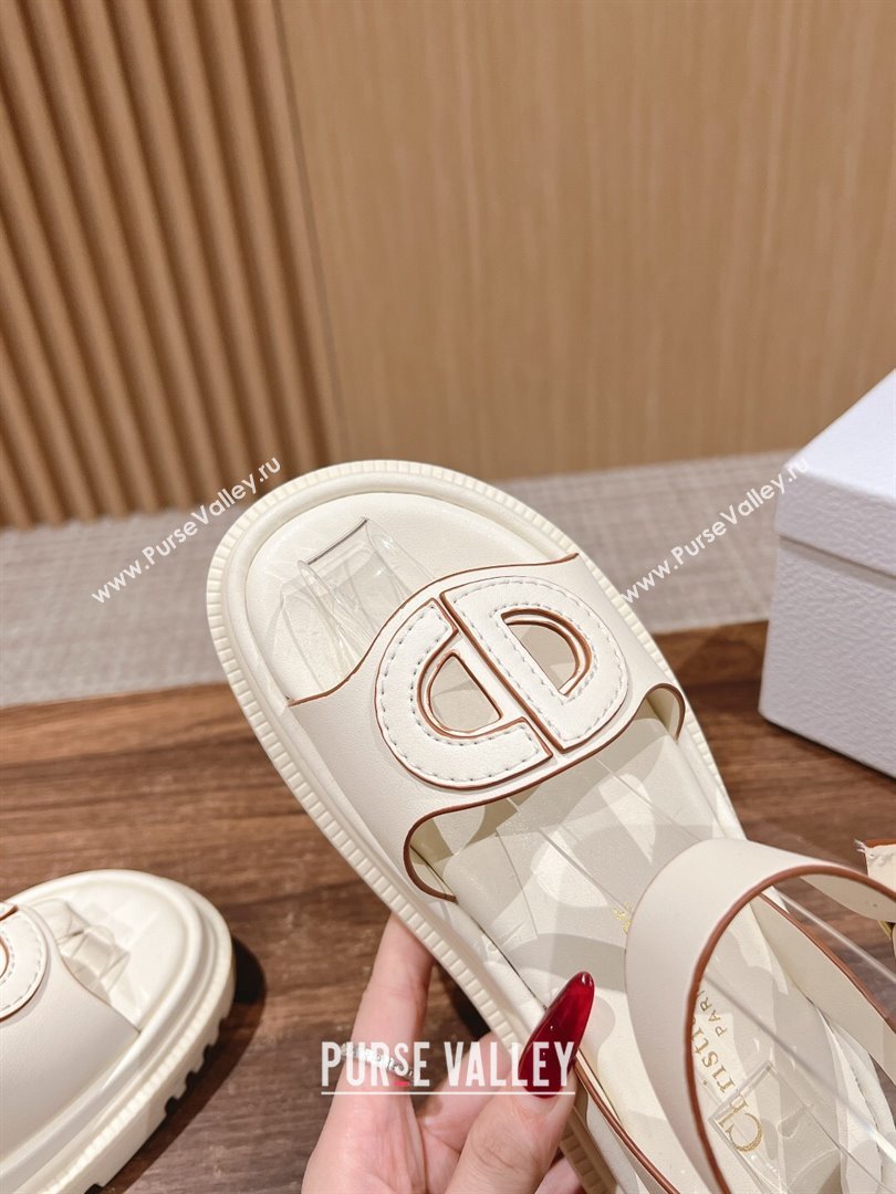 Dior 30 Montaigne CD Calfskin Sandals White/Brown 2024 (KL-24052317)