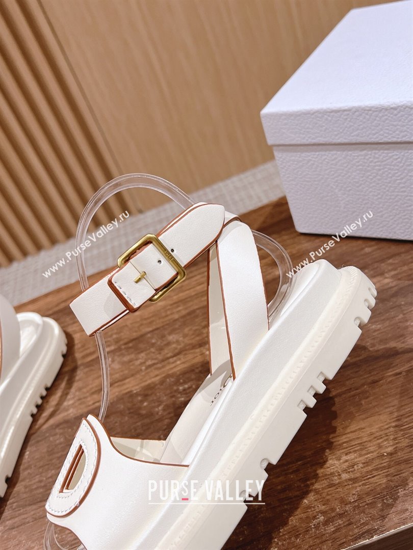 Dior 30 Montaigne CD Calfskin Sandals White/Brown 2024 (KL-24052317)