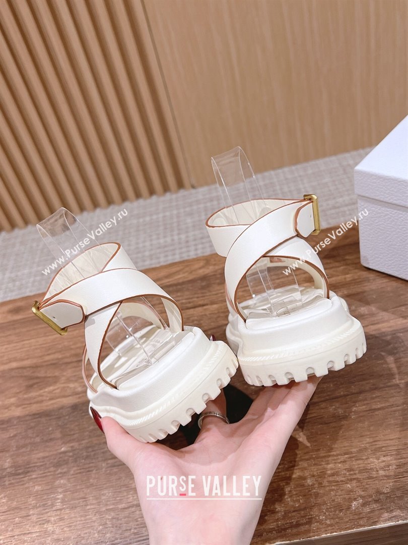 Dior 30 Montaigne CD Calfskin Sandals White/Brown 2024 (KL-24052317)