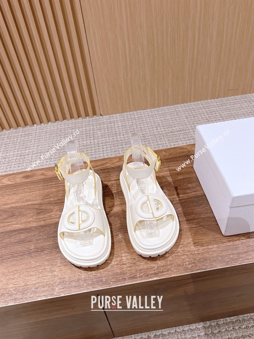 Dior 30 Montaigne CD Calfskin Sandals White/Yellow 2024 (KL-24052318)