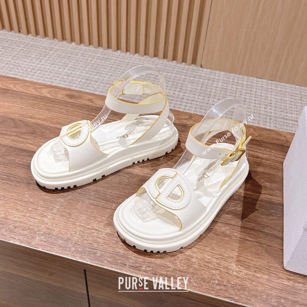 Dior 30 Montaigne CD Calfskin Sandals White/Yellow 2024 (KL-24052318)