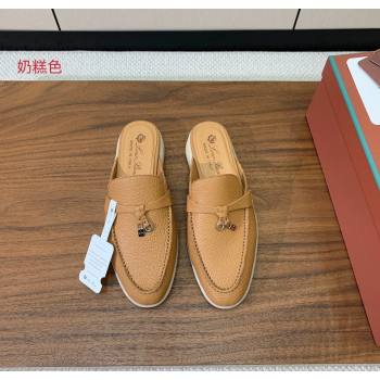 Loro Piana Charms Walk Babouche Loafer Mules in Grained Calfskin Leather Biscuits Beige 2025 LP121102 (HH-251211046)