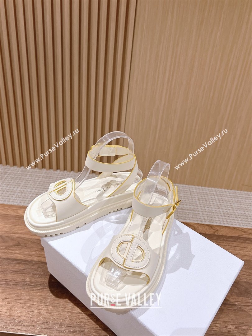 Dior 30 Montaigne CD Calfskin Sandals White/Yellow 2024 (KL-24052318)