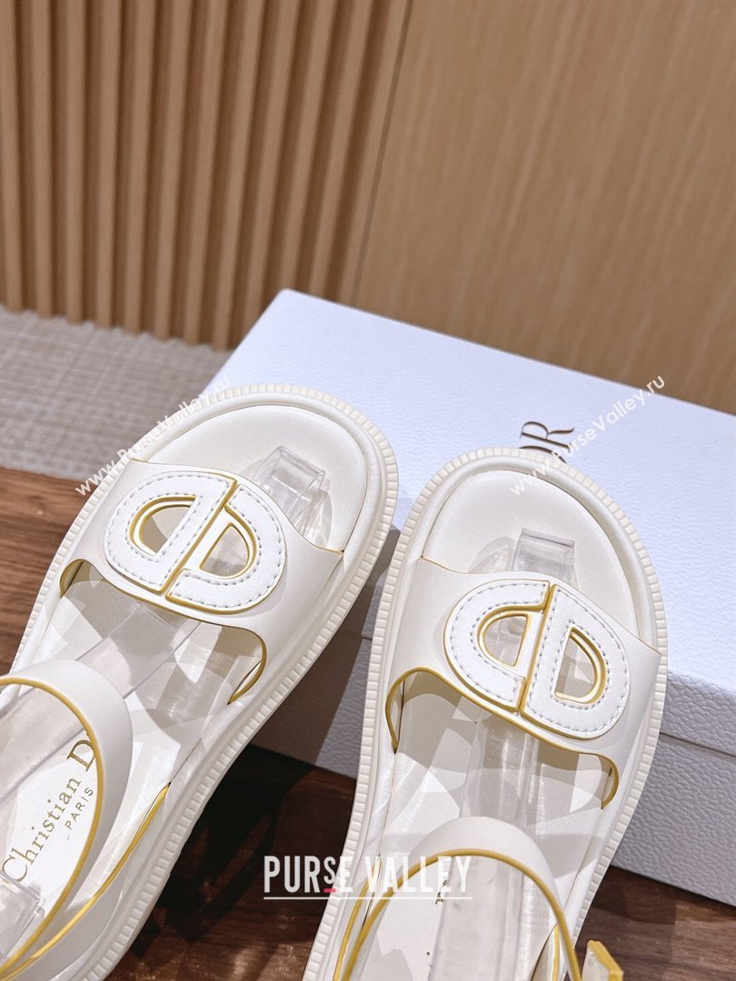 Dior 30 Montaigne CD Calfskin Sandals White/Yellow 2024 (KL-24052318)