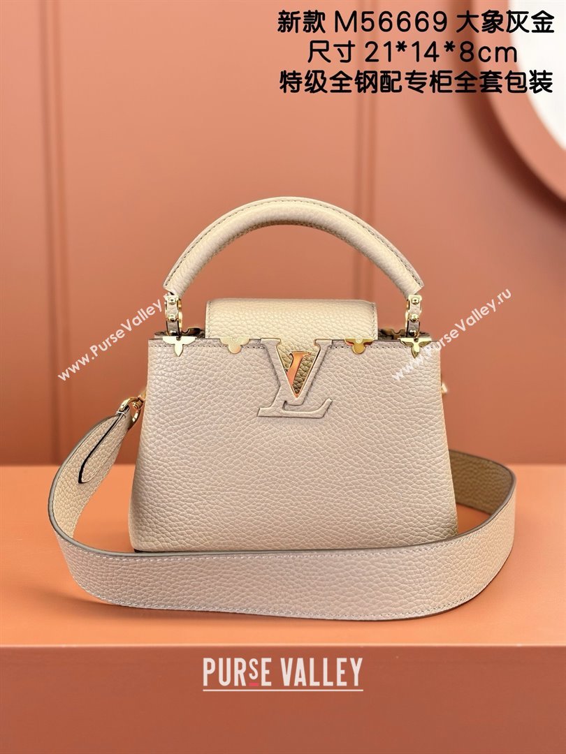 Louis Vuitton Capucines Mini Bag in Taurillon Leather M56669 Grey 2024 (K-24123018)