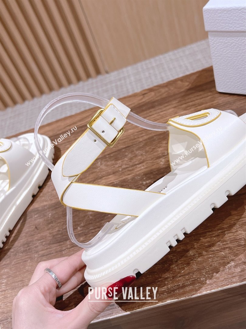 Dior 30 Montaigne CD Calfskin Sandals White/Yellow 2024 (KL-24052318)