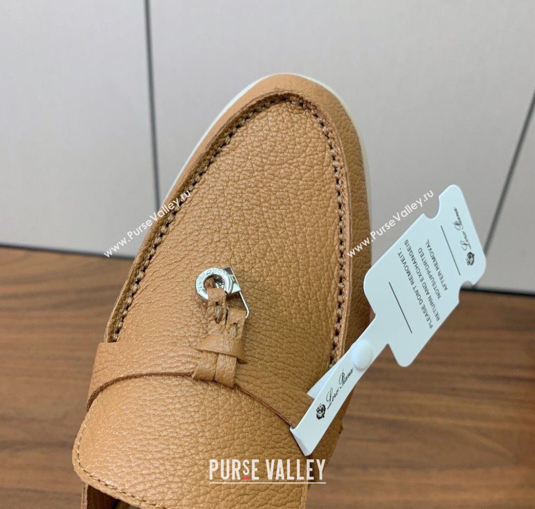 Loro Piana Charms Walk Babouche Loafer Mules in Grained Calfskin Leather Biscuits Beige 2025 LP121102 (HH-251211046)