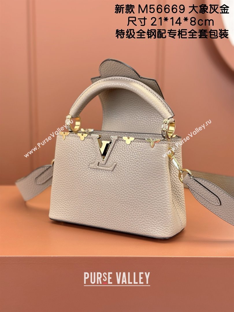 Louis Vuitton Capucines Mini Bag in Taurillon Leather M56669 Grey 2024 (K-24123018)