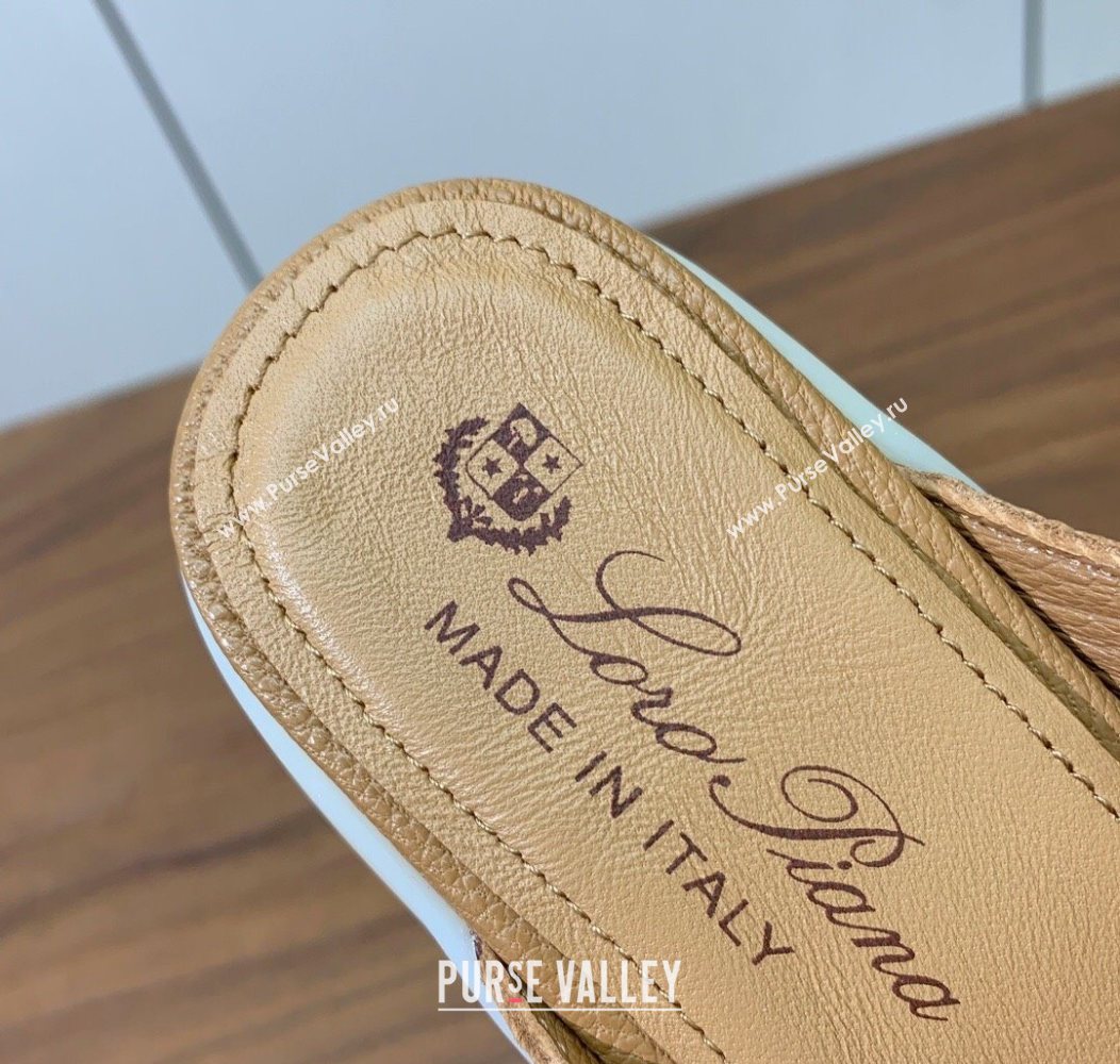 Loro Piana Charms Walk Babouche Loafer Mules in Grained Calfskin Leather Biscuits Beige 2025 LP121102 (HH-251211046)