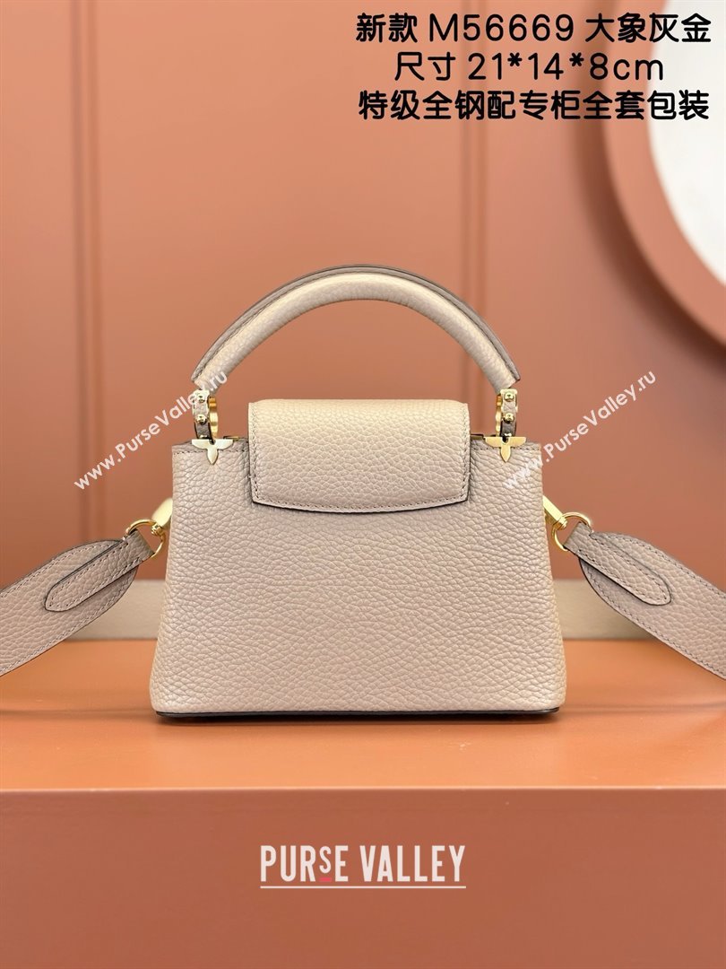 Louis Vuitton Capucines Mini Bag in Taurillon Leather M56669 Grey 2024 (K-24123018)