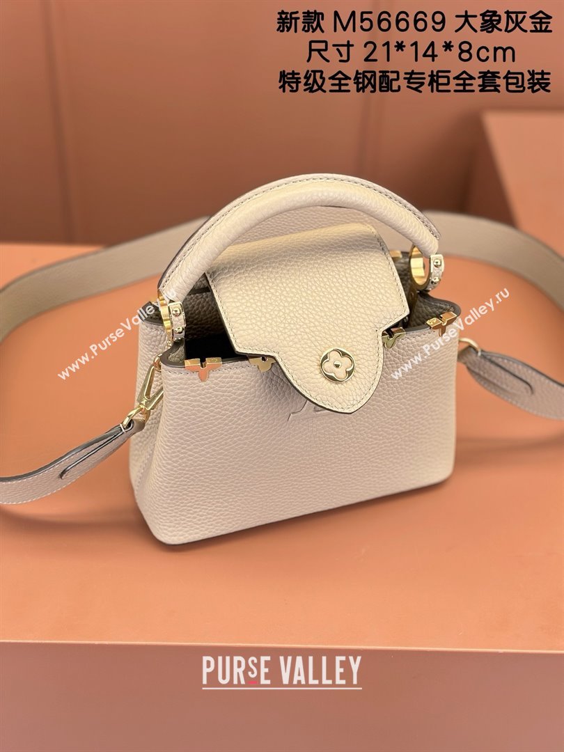 Louis Vuitton Capucines Mini Bag in Taurillon Leather M56669 Grey 2024 (K-24123018)