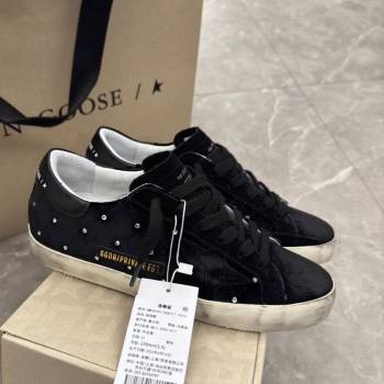 Golden Goose Womens Super-Star Sneakers in black quilted suede and leather with studs 2025 0221 (13-250221005)