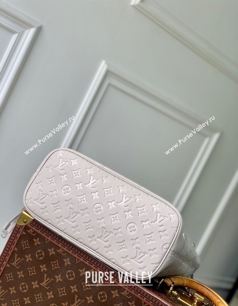 Louis Vuitton Neverfull MM Bag in Grained Cowhide Leather M13578 Light Grey 2025 (KI-250811010)