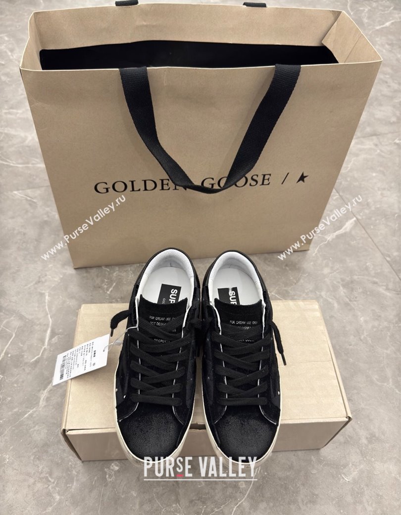 Golden Goose Womens Super-Star Sneakers in black quilted suede and leather with studs 2025 0221 (13-250221005)