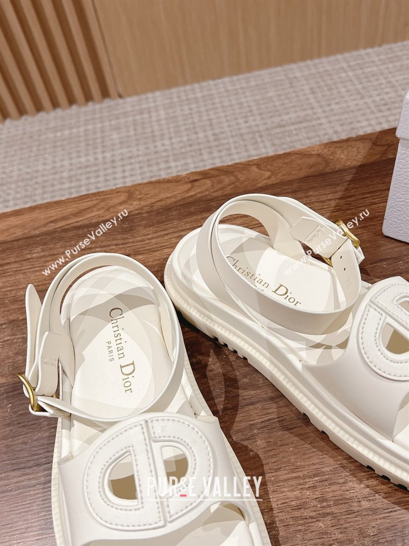 Dior 30 Montaigne CD Calfskin Sandals White/White 2024 (KL-24052319)