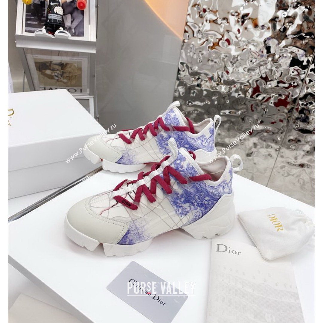 Dior D-Connect Sneaker in Zodiac Printed Technical Fabric DS9 White/Blue 2021 (KW-210816060)