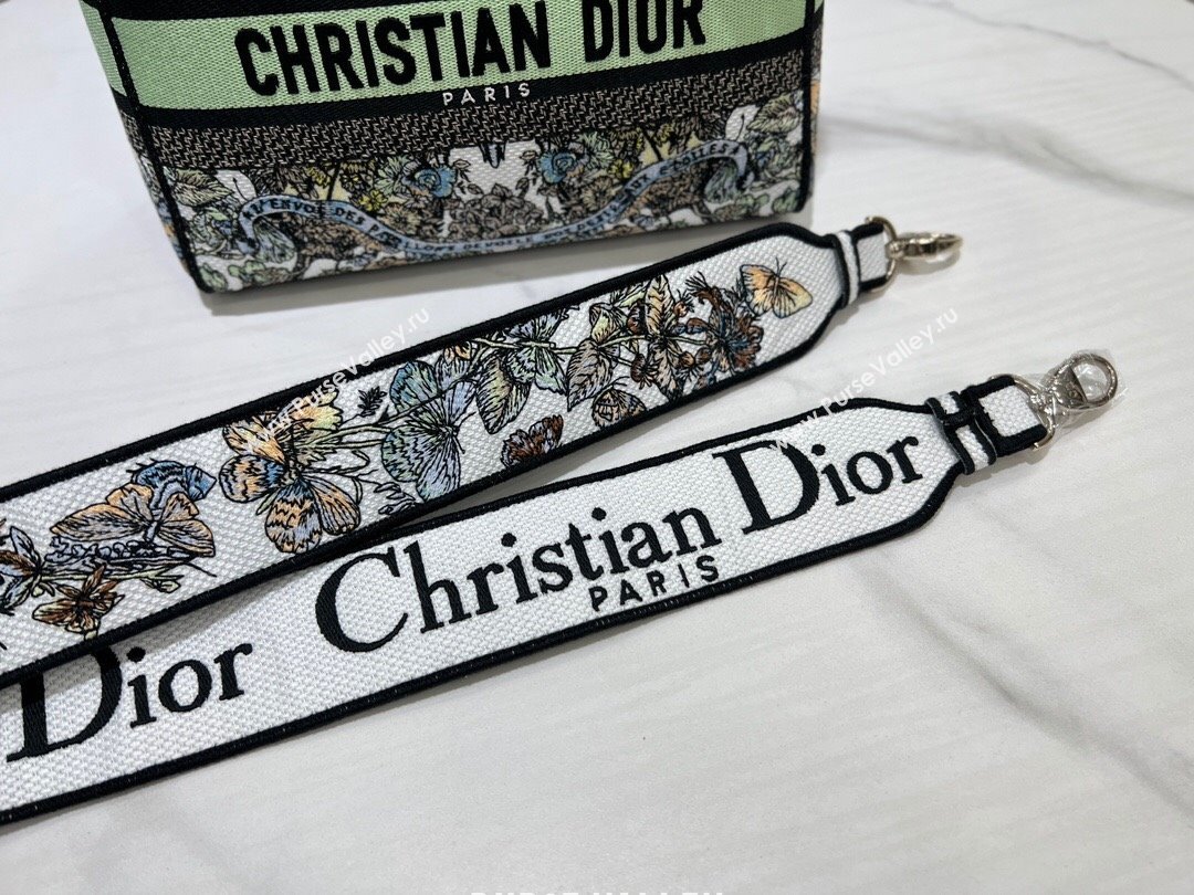 Dior Medium Lady D-Lite Bag in Green and White Butterfly Around The World Embroidery 2024 (DMZ-24022804)
