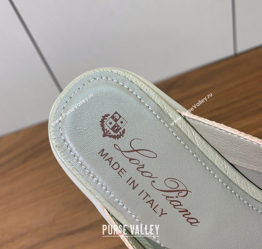 Loro Piana Charms Walk Babouche Loafer Mules in Grained Calfskin Leather Light Grey 2025 LP121102 (HH-251211047)