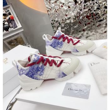 Dior D-Connect Sneaker in Zodiac Printed Technical Fabric DS9 White/Blue 2021 (KW-210816060)