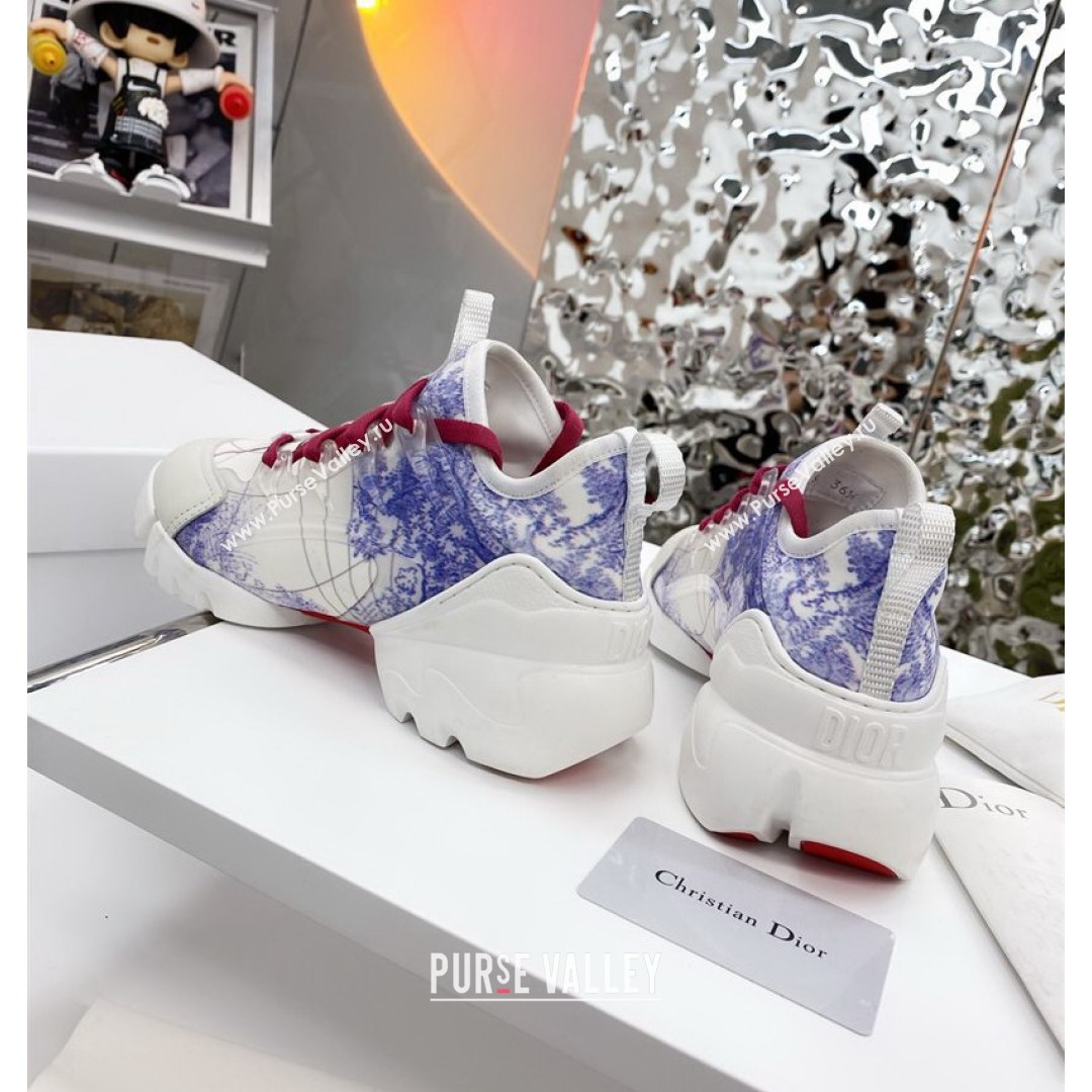 Dior D-Connect Sneaker in Zodiac Printed Technical Fabric DS9 White/Blue 2021 (KW-210816060)