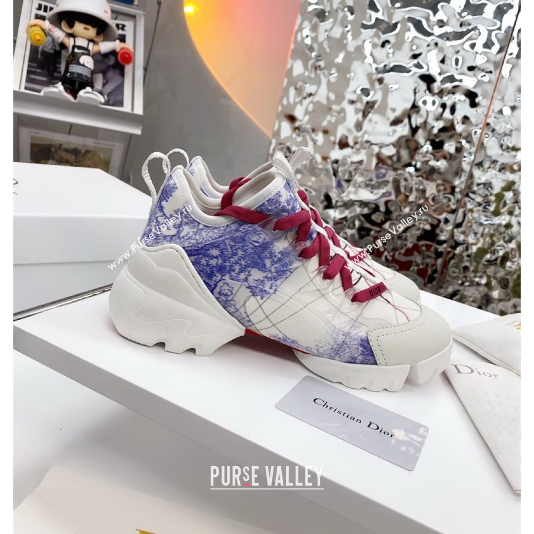 Dior D-Connect Sneaker in Zodiac Printed Technical Fabric DS9 White/Blue 2021 (KW-210816060)