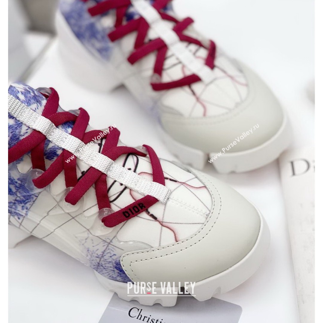 Dior D-Connect Sneaker in Zodiac Printed Technical Fabric DS9 White/Blue 2021 (KW-210816060)