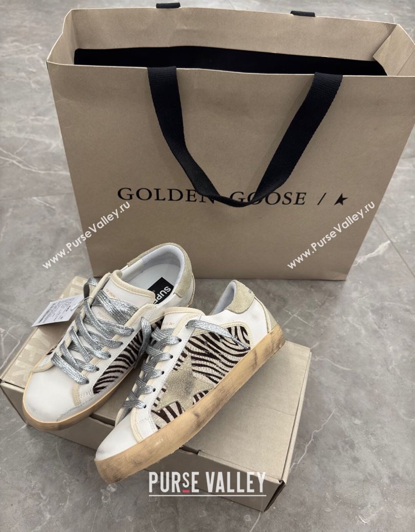 Golden Goose Womens Super-Star Sneakers in printed and grey suede star 2025 0221 (13-250221006)