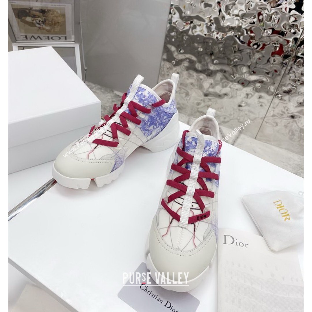 Dior D-Connect Sneaker in Zodiac Printed Technical Fabric DS9 White/Blue 2021 (KW-210816060)