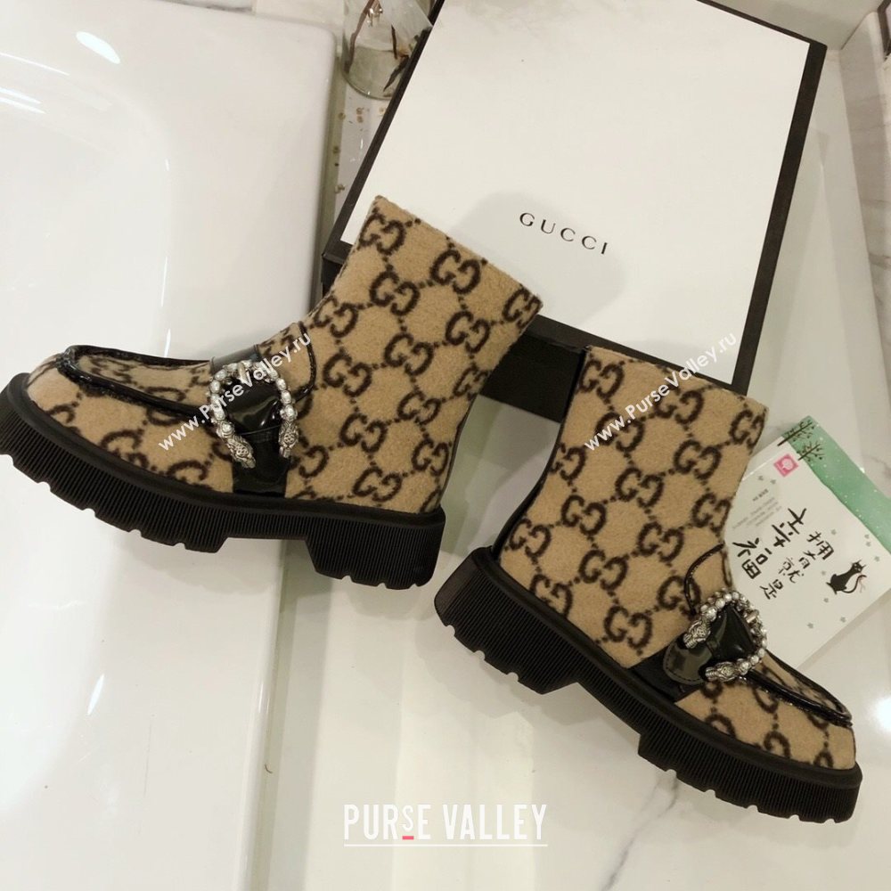 Gucci Dionysus GG Wool Short Boots Beige 2020 (MD-20120137)