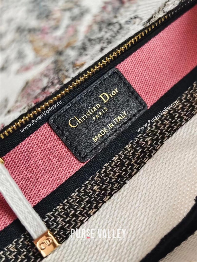 Dior Medium Lady D-Lite Bag in Pink and White Butterfly Around The World Embroidery 2024 (DMZ-24022805)