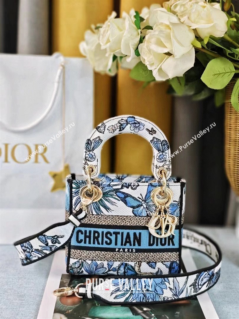 Dior Mini Lady D-Lite Bag in Blue Multicolor Toile de Jouy Mexico Embroidery 2024 (DMZ-24022807)