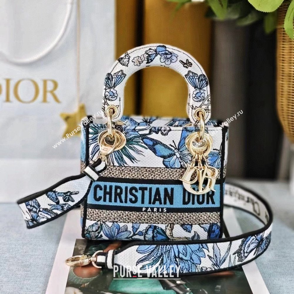 Dior Mini Lady D-Lite Bag in Blue Multicolor Toile de Jouy Mexico Embroidery 2024 (DMZ-24022807)
