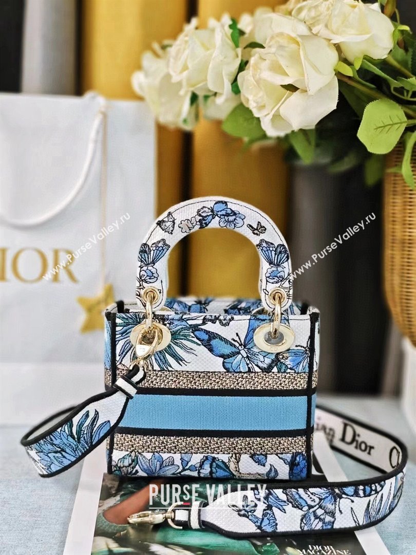 Dior Mini Lady D-Lite Bag in Blue Multicolor Toile de Jouy Mexico Embroidery 2024 (DMZ-24022807)