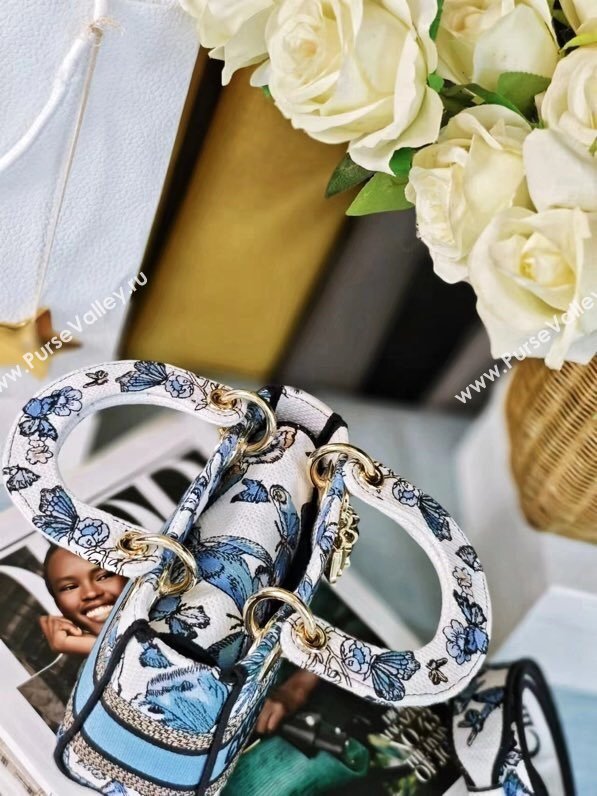 Dior Mini Lady D-Lite Bag in Blue Multicolor Toile de Jouy Mexico Embroidery 2024 (DMZ-24022807)