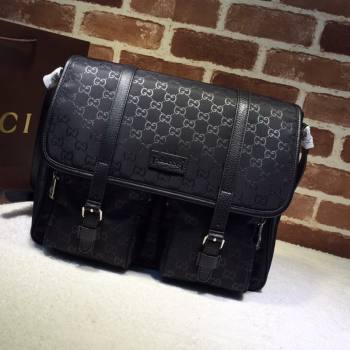 Gucci GG Nylon Messenger Bag 387070 Black 2021 (DLH-21090305)