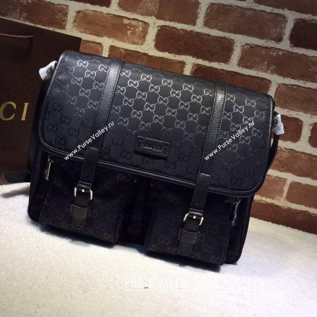 Gucci GG Nylon Messenger Bag 387070 Black 2021 (DLH-21090305)