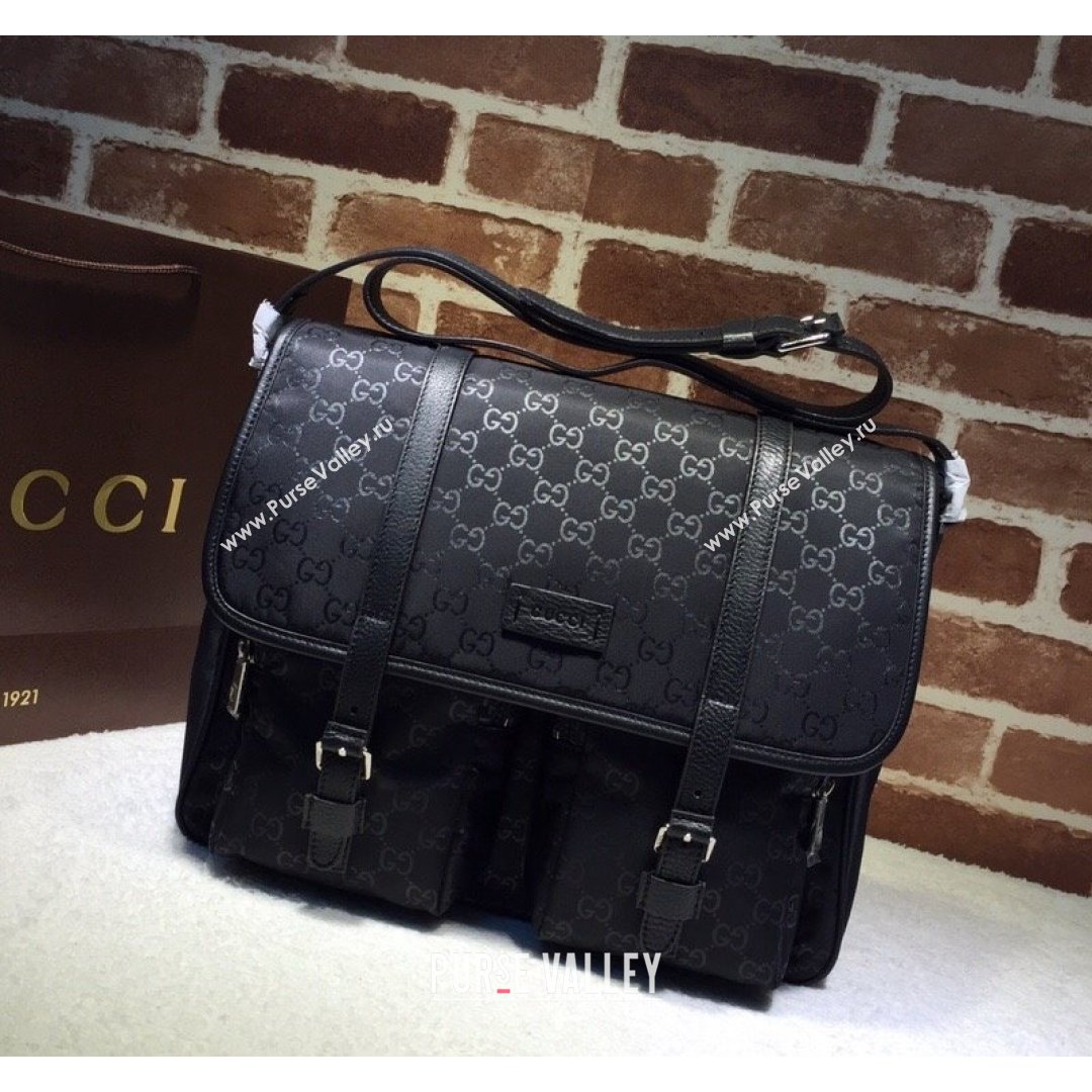 Gucci GG Nylon Messenger Bag 387070 Black 2021 (DLH-21090305)