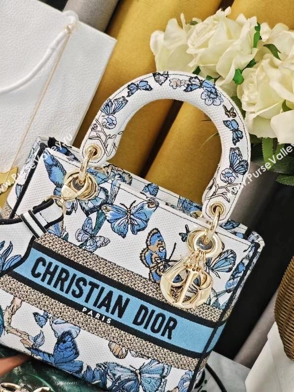 Dior Medium Lady D-Lite Bag in Blue Multicolor Toile de Jouy Mexico Embroidery 2024 (DMZ-24022801)