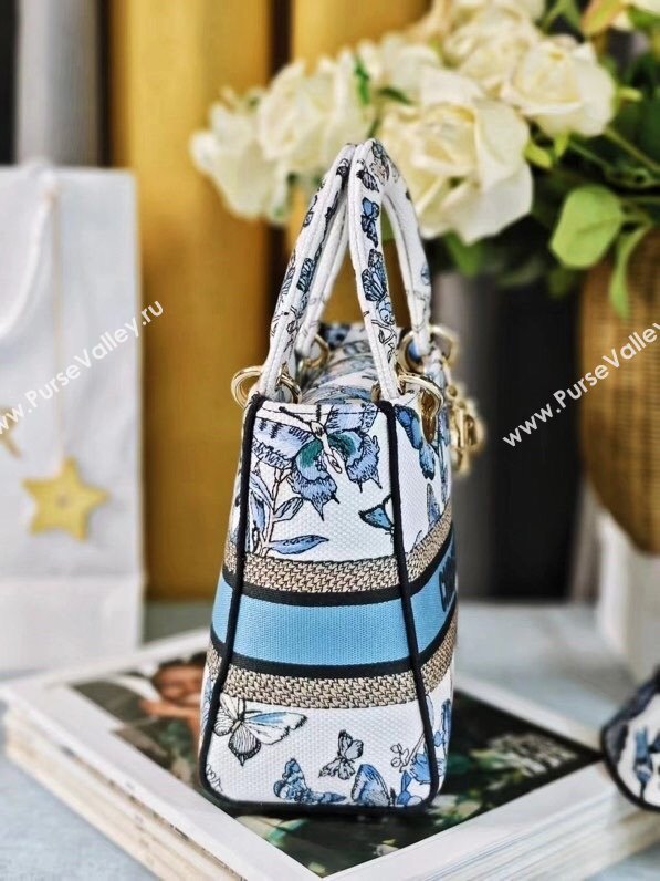 Dior Medium Lady D-Lite Bag in Blue Multicolor Toile de Jouy Mexico Embroidery 2024 (DMZ-24022801)