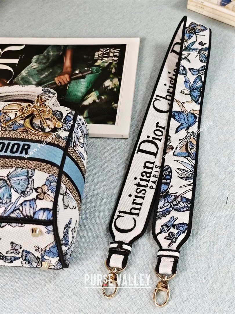 Dior Medium Lady D-Lite Bag in Blue Multicolor Toile de Jouy Mexico Embroidery 2024 (DMZ-24022801)