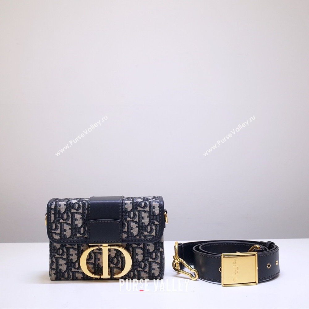 Dior 30 Montaigne Mini Box Shoulder Bag in Blue Dior Oblique Jacquard 2024 (DMZ-24040328)