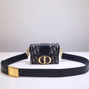 Dior 30 Montaigne Mini Box Shoulder Bag in Blue Dior Oblique Jacquard 2024 (DMZ-24040328)