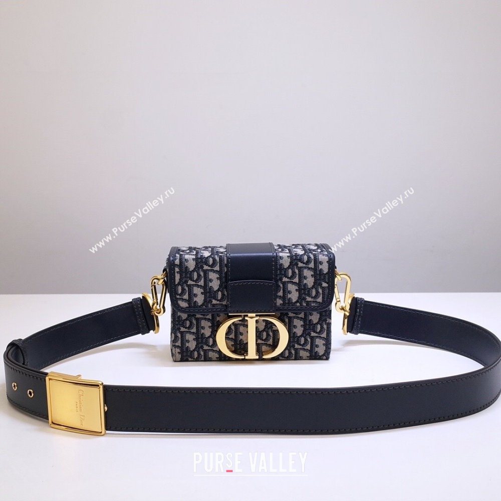 Dior 30 Montaigne Mini Box Shoulder Bag in Blue Dior Oblique Jacquard 2024 (DMZ-24040328)