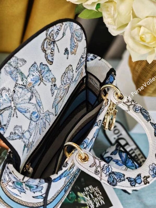 Dior Medium Lady D-Lite Bag in Blue Multicolor Toile de Jouy Mexico Embroidery 2024 (DMZ-24022801)