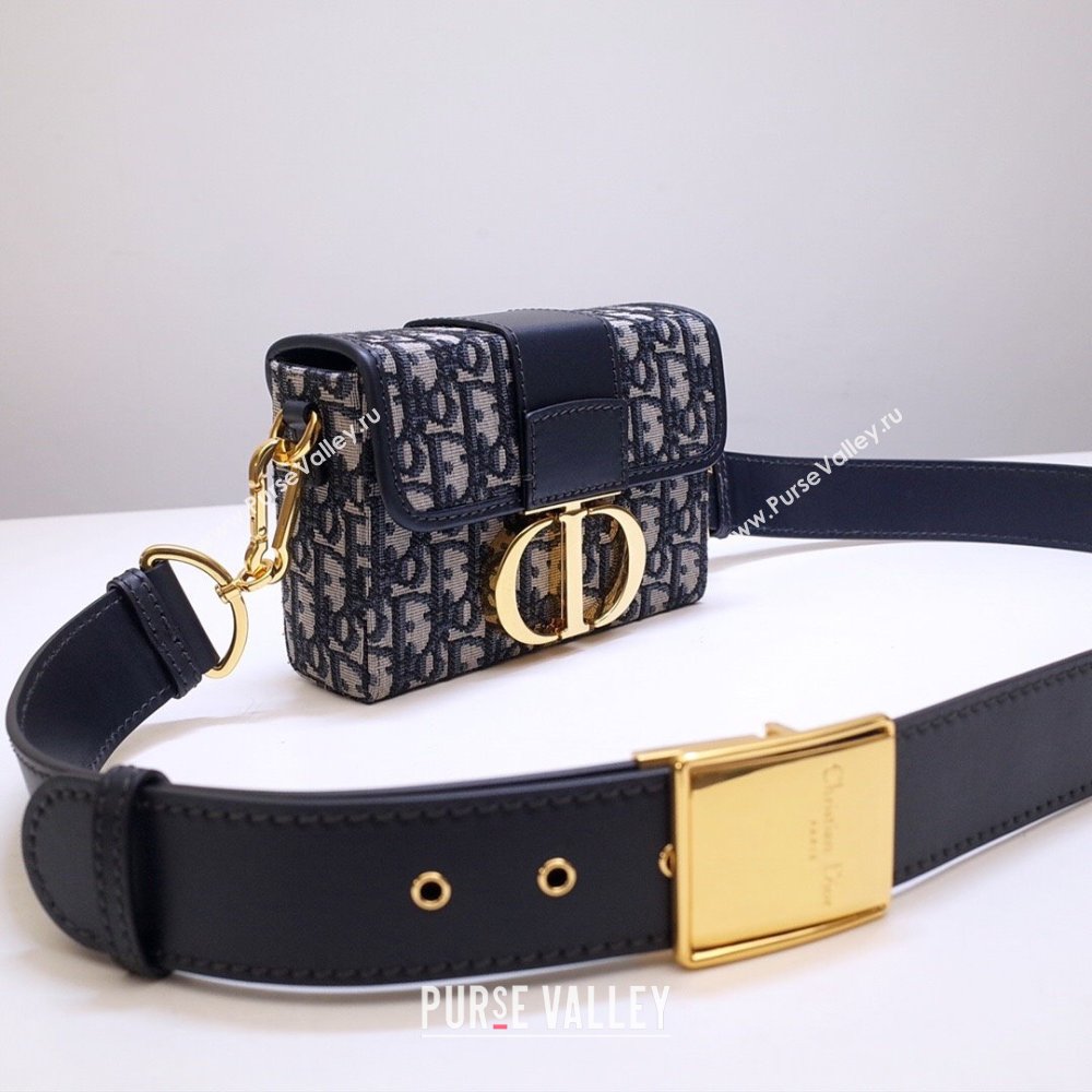 Dior 30 Montaigne Mini Box Shoulder Bag in Blue Dior Oblique Jacquard 2024 (DMZ-24040328)