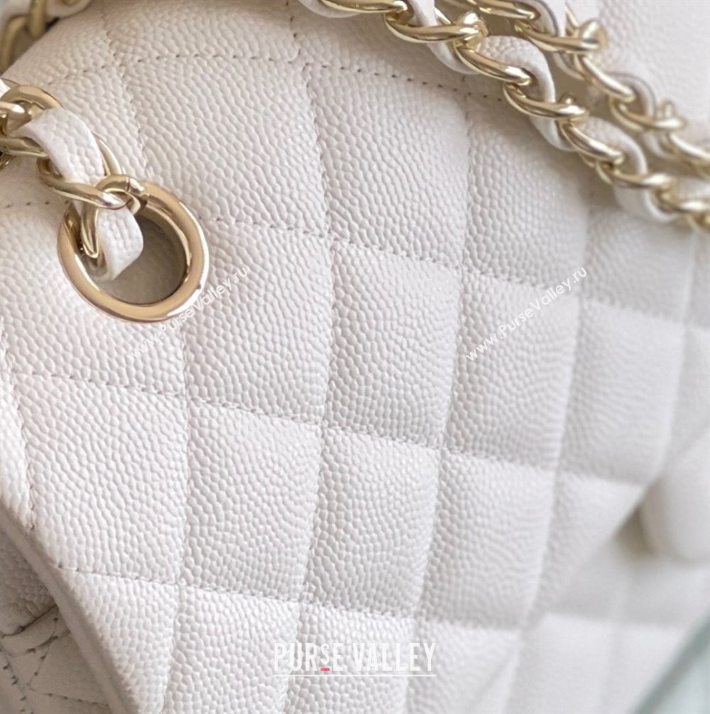 Chanel Grained Calfskin Medium Classic Flap Bag A01112 White/Light Gold 2023 Original Quality (MHE-23121210)